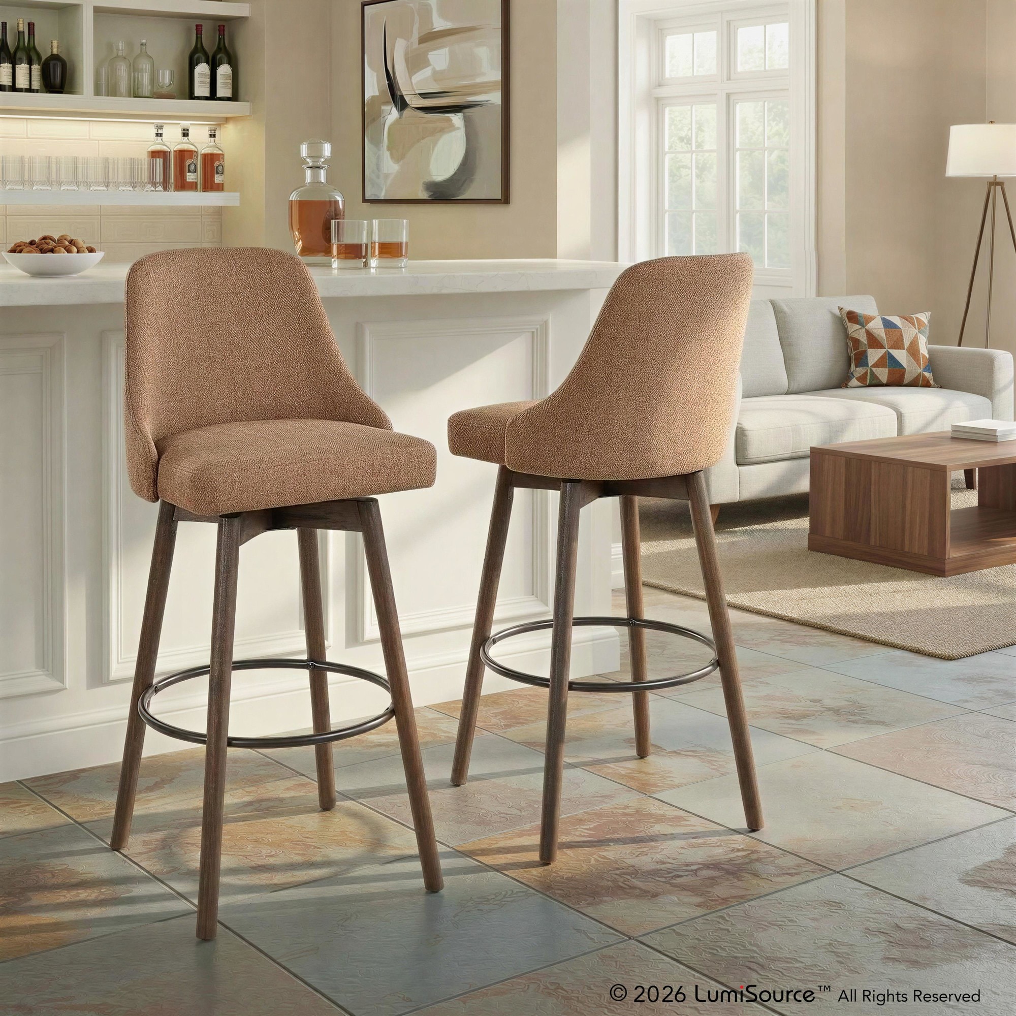 Marcel Upholstered 30" Fixed-height Barstool - Set Of 2
